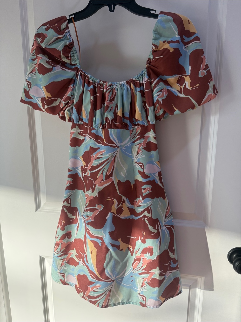 Gianni Bini Brown and Aqua Floral Mini Dress